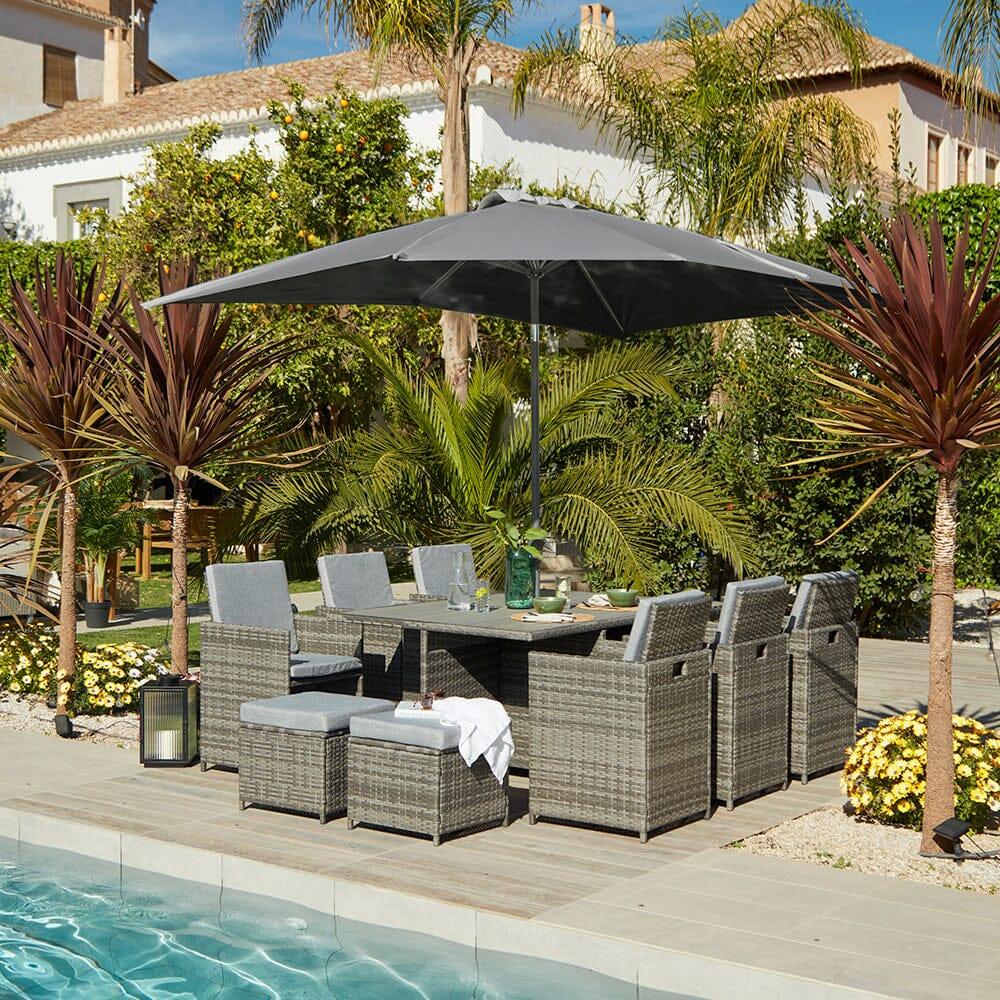 10 Seater Grey Rattan Cube Dining Set - Laura James