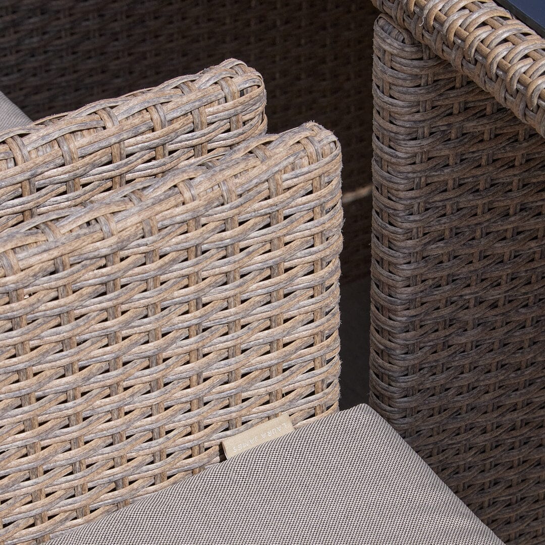 10 Seater Rattan Cube Outdoor Dining Set with Cream Parasol - Natural Brown Weave - Laura James