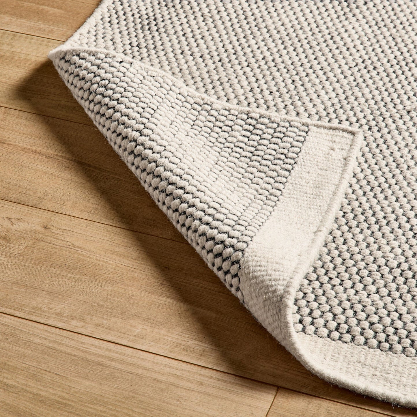 Atcham Black/Natural Pebble Wool with Cotton Rug - 160 x 230cm