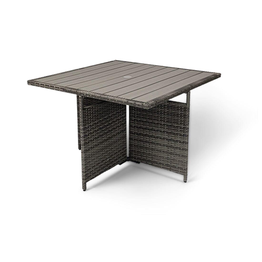 8 Seater Rattan Cube Outdoor Dining Set - Grey Weave Polywood Top