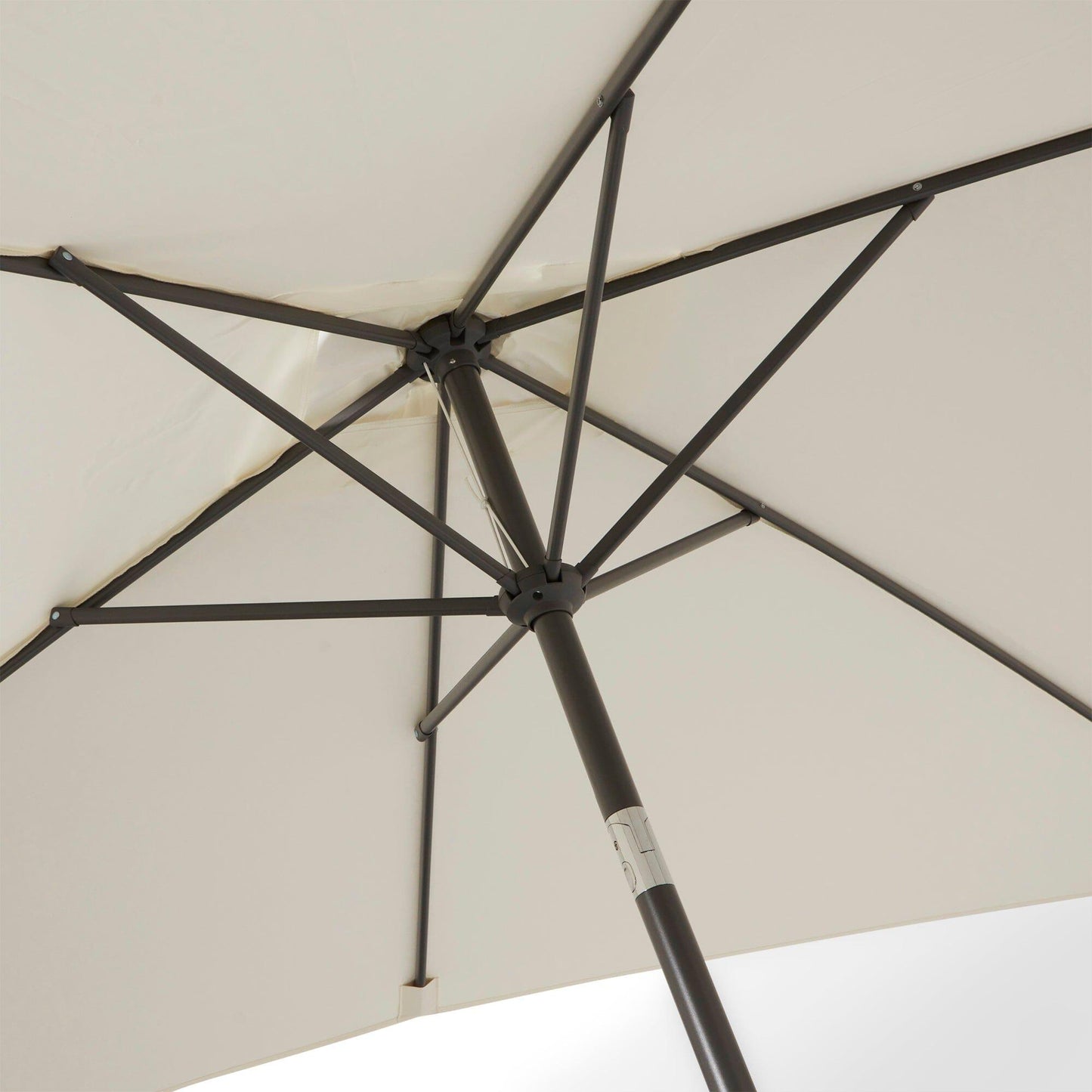 Cube 8 Seater Rattan Outdoor Dining Set with Cream Parasol - Natural Brown Weave