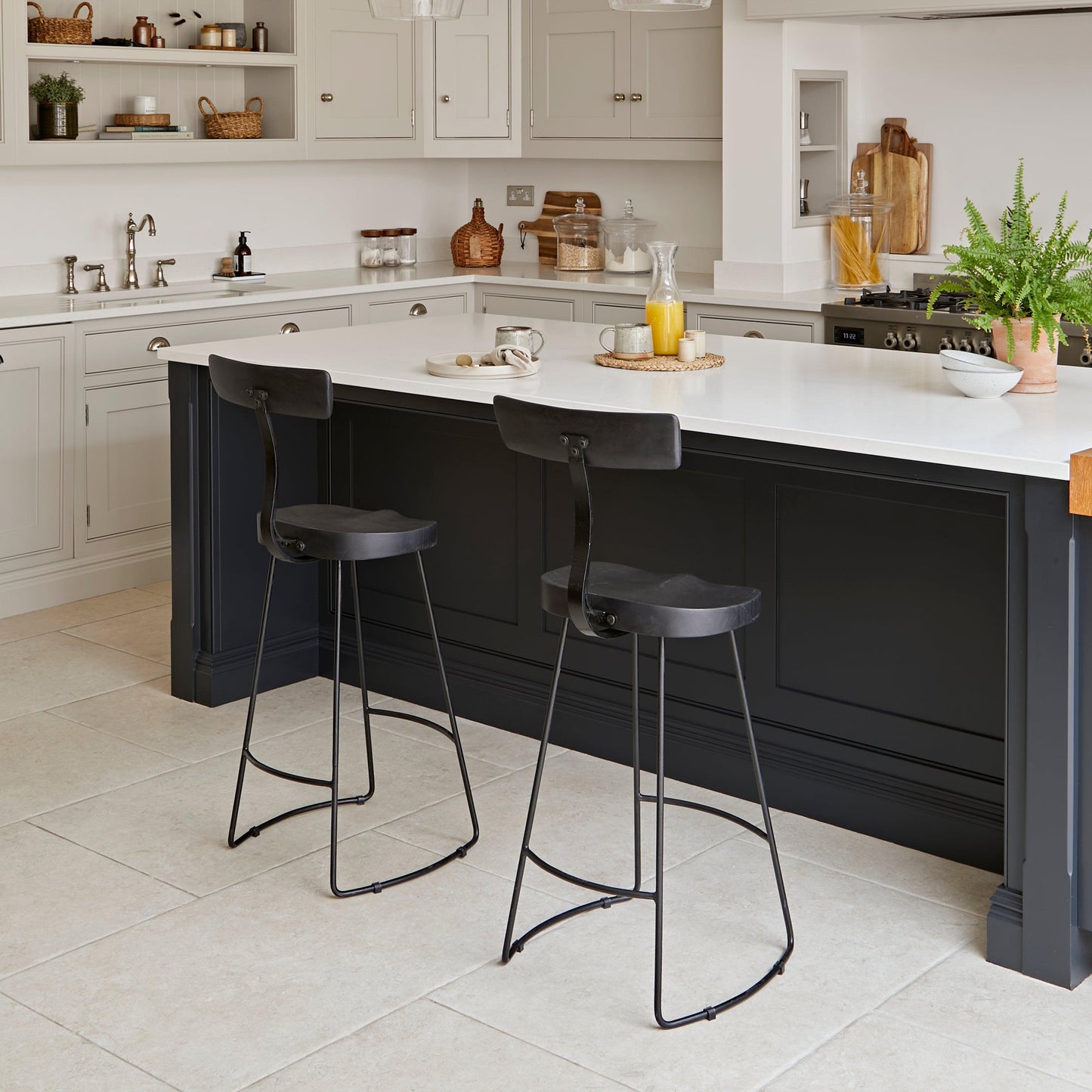 Aiden Black Mango Wood Bar Stool - Set of 2 - Laura James