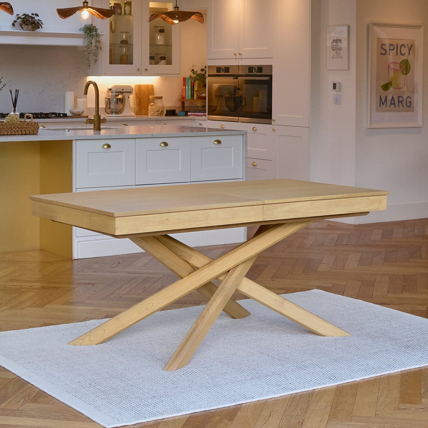 Amelia Pale Oak Wood Dining Table - Extendable - Laura James