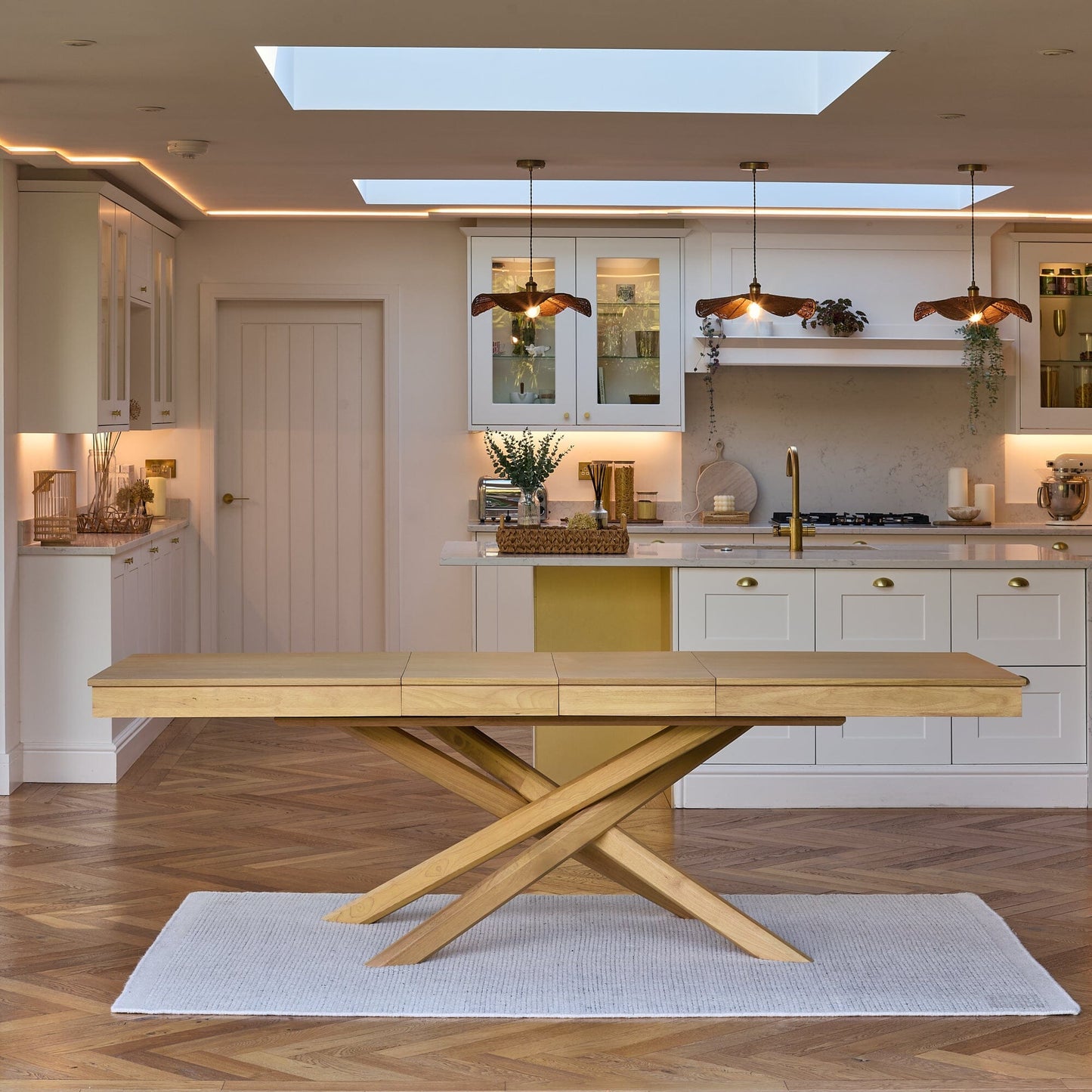 Amelia Pale Oak Wood Dining Table - Extendable - Laura James