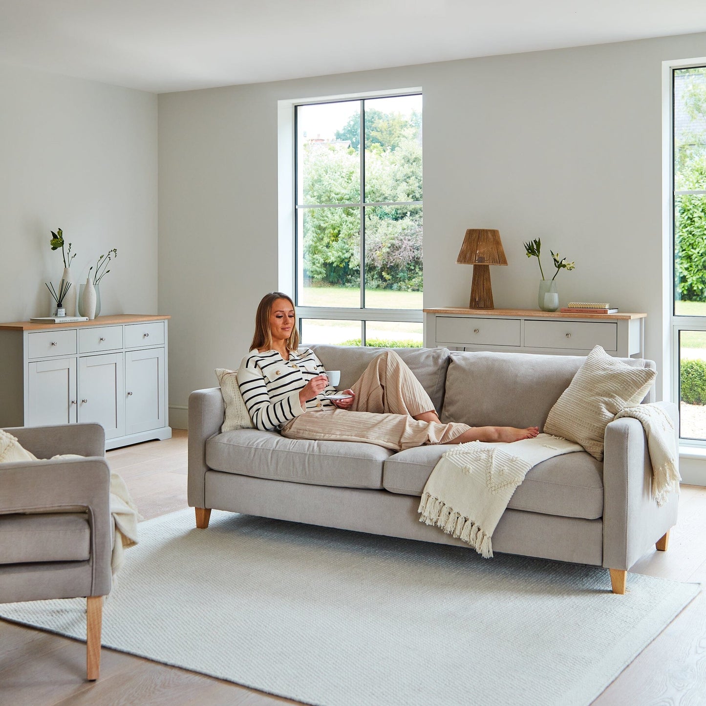 Atcham Clay/Natural Pebble Wool with Cotton Rug - 160 x 230cm