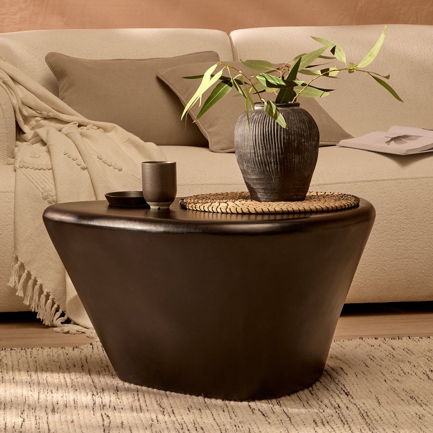 Alder Mango Wood Coffee Table - Jet Black - Laura James