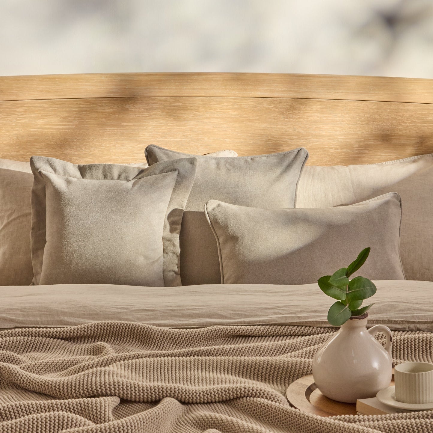 Alford 35x55cm Piped Edge Scatter Cushion Cover - Soft Beige - Laura James