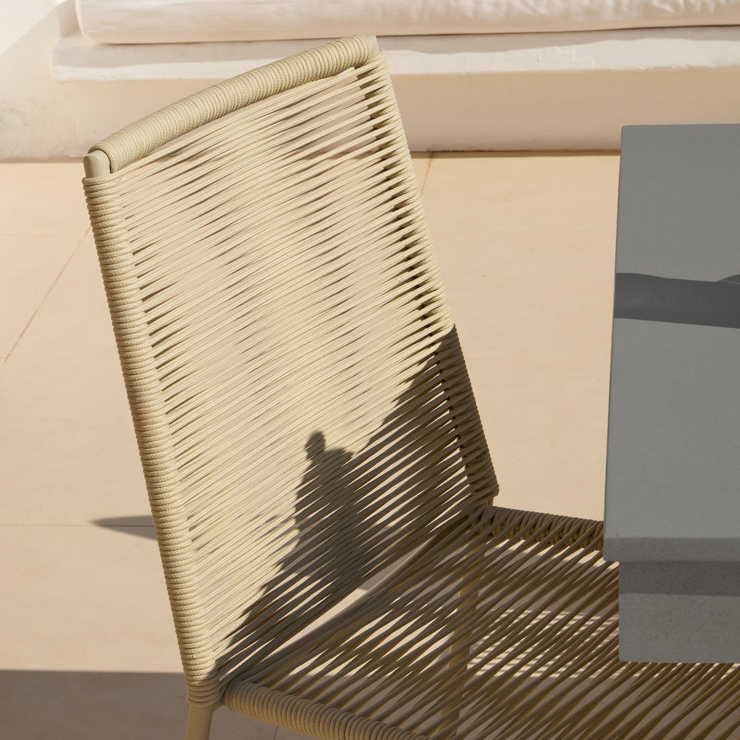 Amelia 6 Seater Dove Grey Concrete Garden Dining Set with Ryder Clay Chairs - Laura James