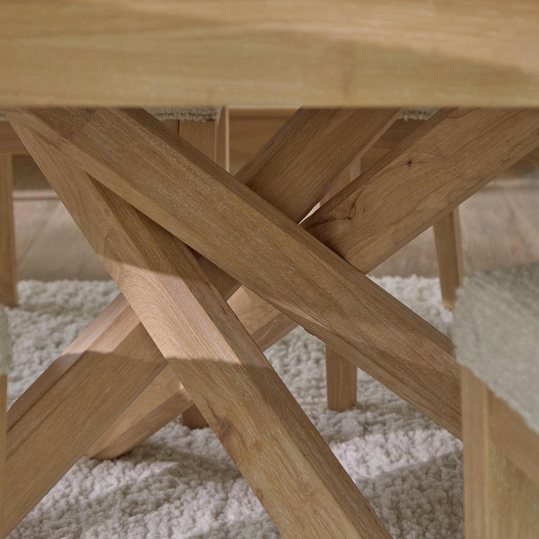 Amelia Whitewash Oval Extending Dining Table Set - 4 Seater - Nolan Boucle Dining Chairs - Whitewash Oak Legs - Laura James