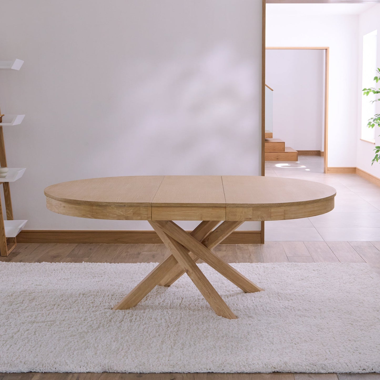 Amelia Oval 140 - 180cm Extending Dining Table Top - Whitewash Oak - Laura James