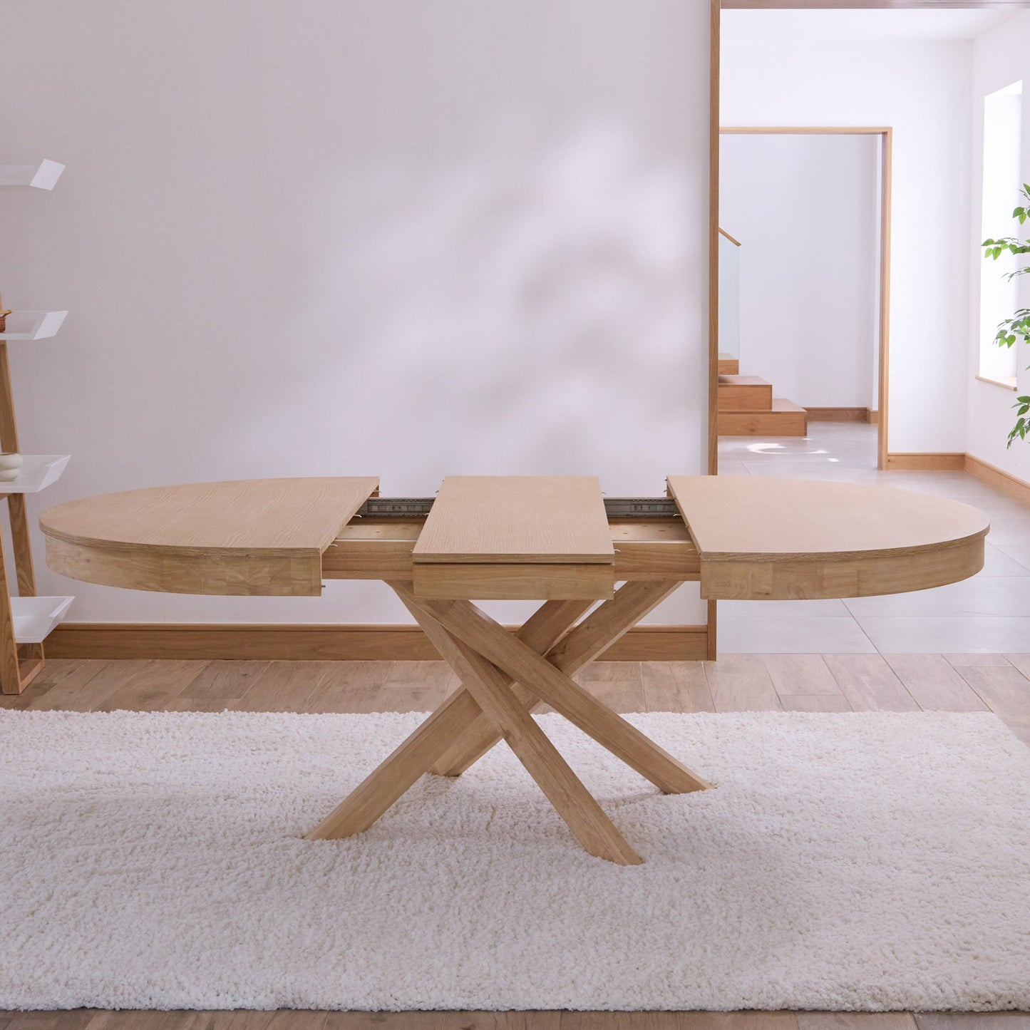 Amelia Oval 140 - 180cm Extending Dining Table Top - Whitewash Oak - Laura James