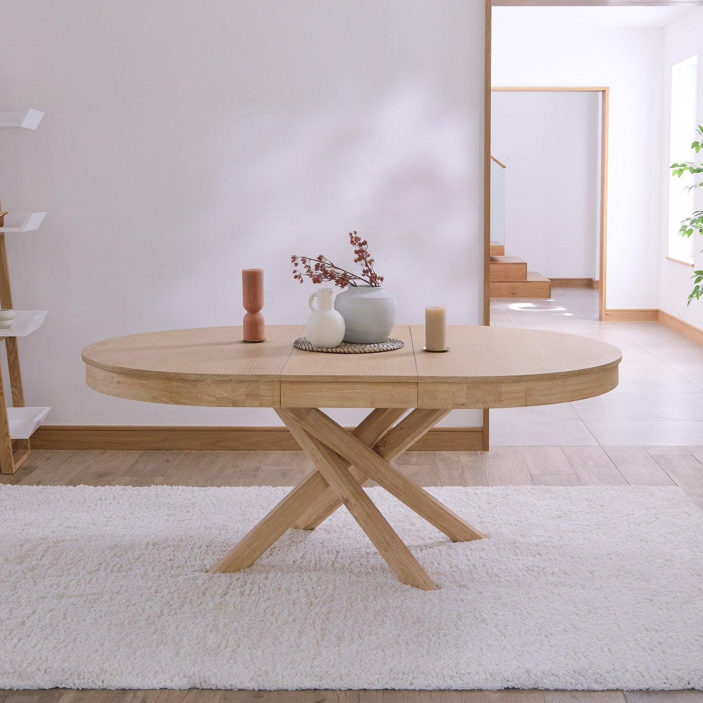 Amelia Oval 140 - 180cm Extending Dining Table Top - Whitewash Oak - Laura James