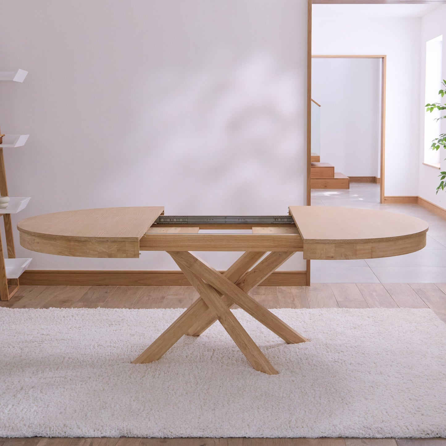 Amelia Oval 140 - 180cm Extending Dining Table Top - Whitewash Oak - Laura James