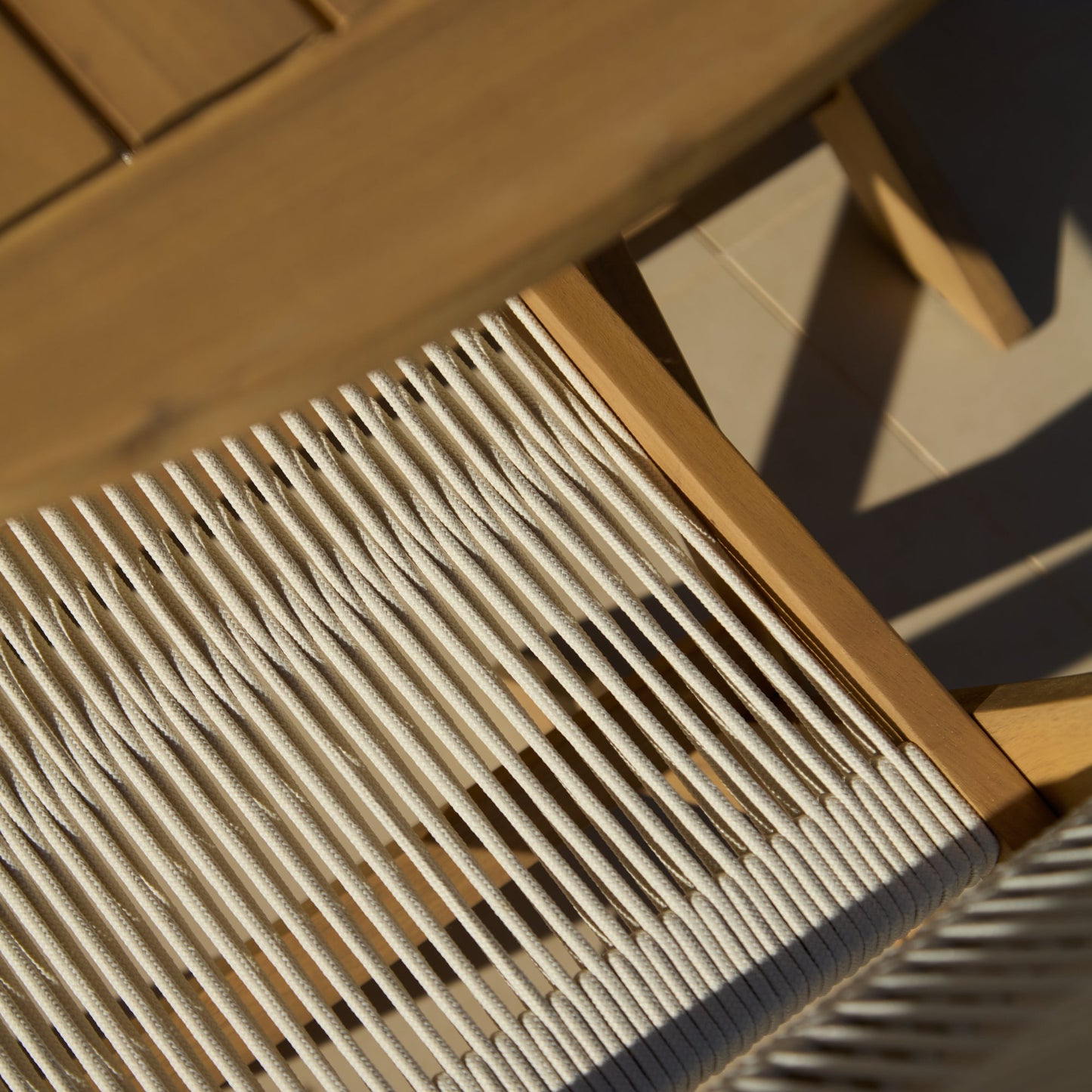 Ashby 4 Seater White Acacia Garden Dining Set with Cove Beige Rope Chairs - 130cm - Laura James