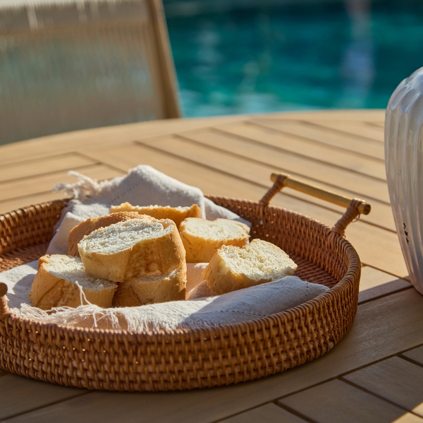 Ashby 4 Seater White Acacia Garden Dining Set with Cove Beige Rope Chairs - 130cm - Laura James