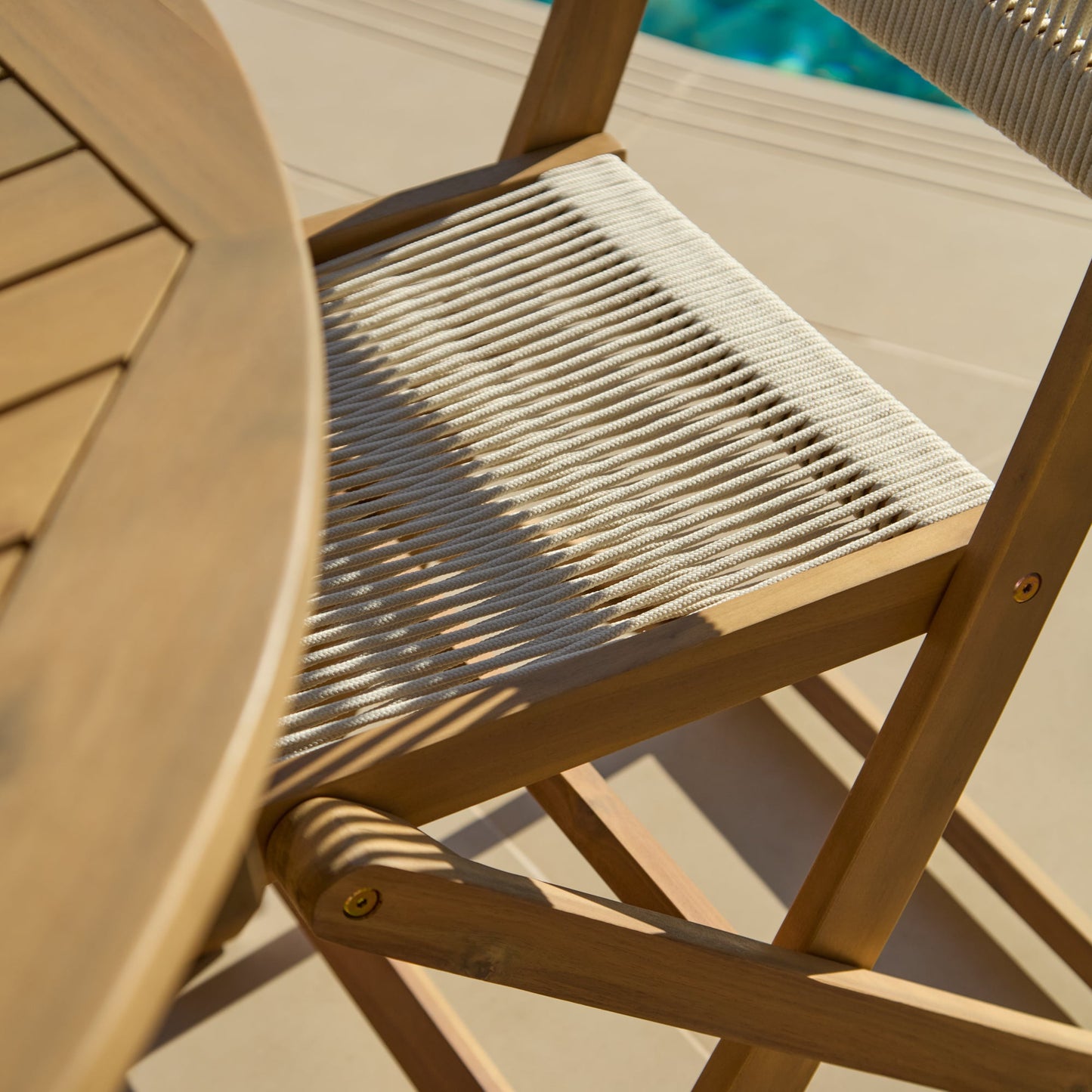 Ashby 4 Seater White Acacia Garden Dining Set with Cove Beige Rope Chairs - 130cm - Laura James