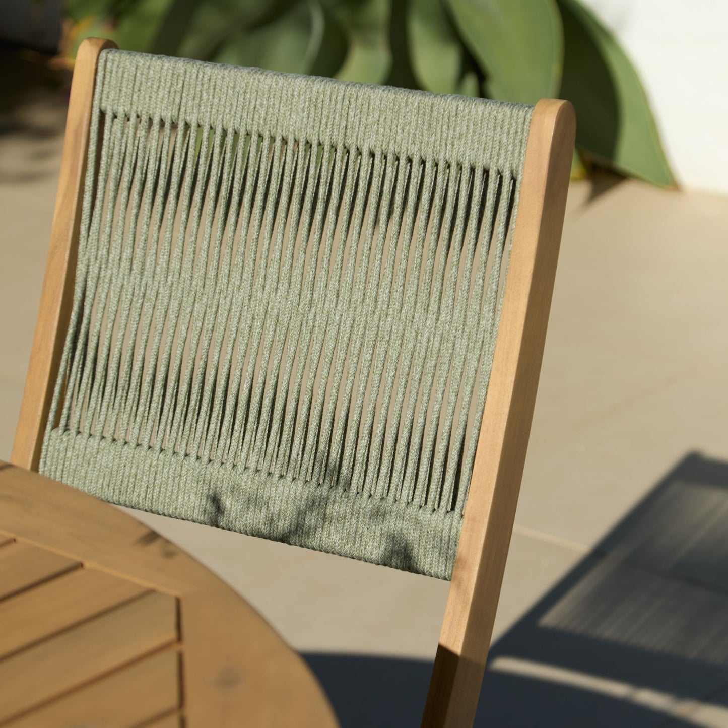 Ashby 4 Seater White Acacia Garden Dining Set with Cove Green Rope Chairs - 130cm - Laura James