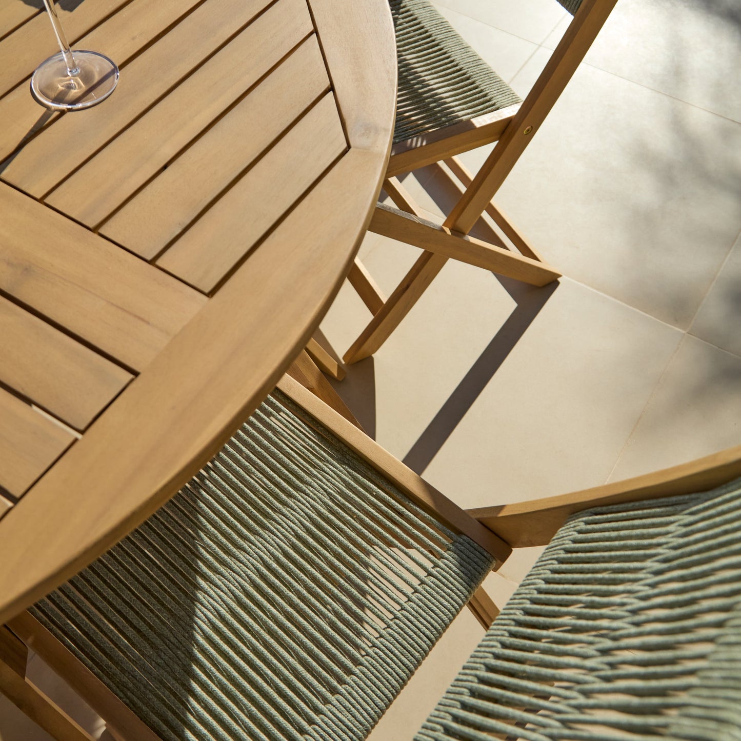 Ashby 4 Seater White Acacia Garden Dining Set with Cove Green Rope Chairs - 130cm - Laura James