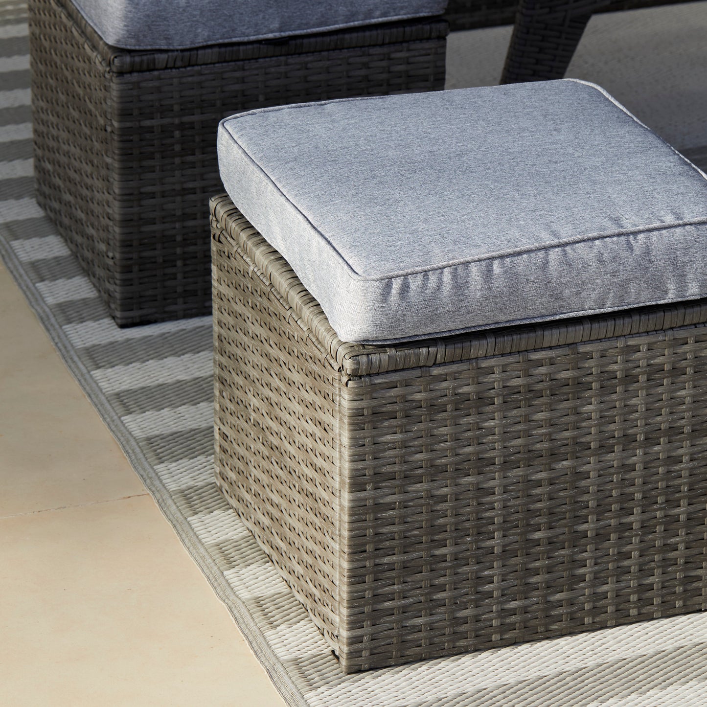 Aston 9 Seater Garden Sofa Set with Fire Pit - Grey - Laura James