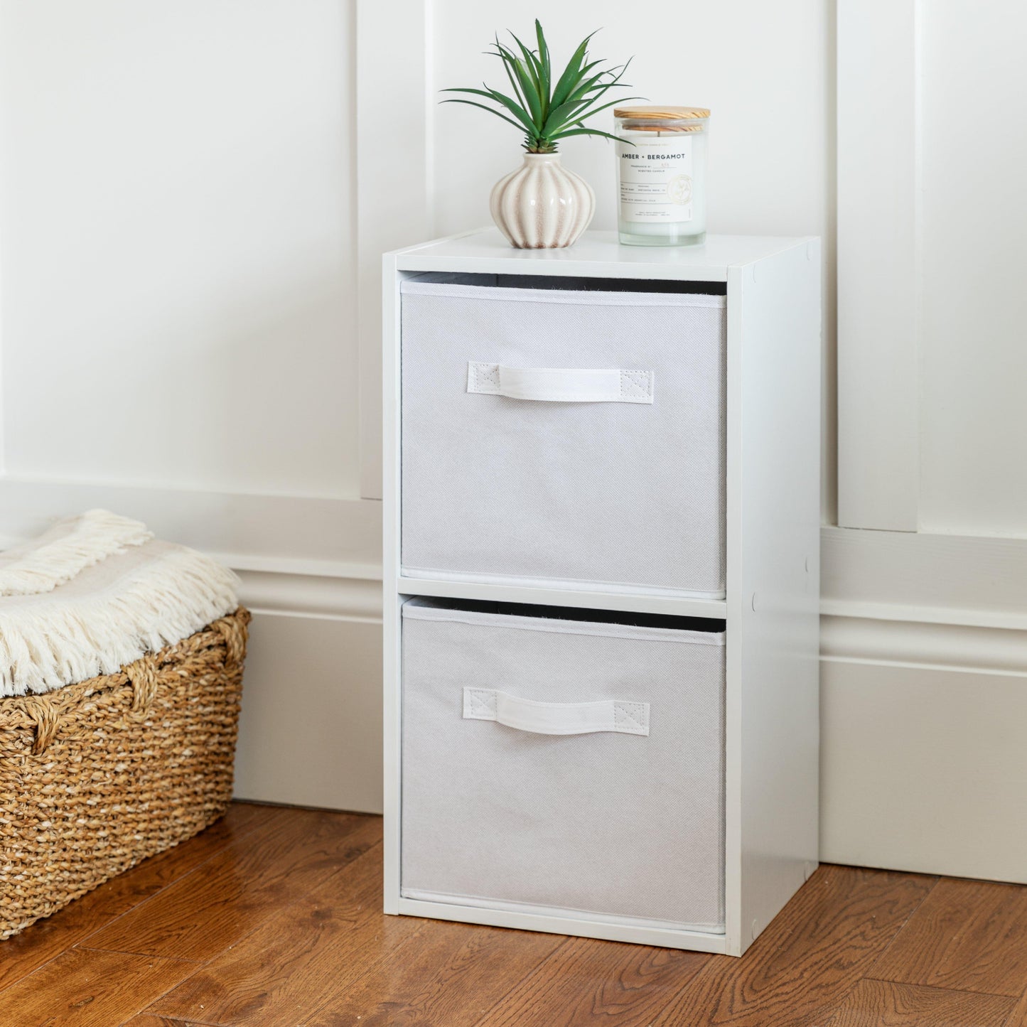 2 Tier Storage Unit / White Bookcase - Laura James