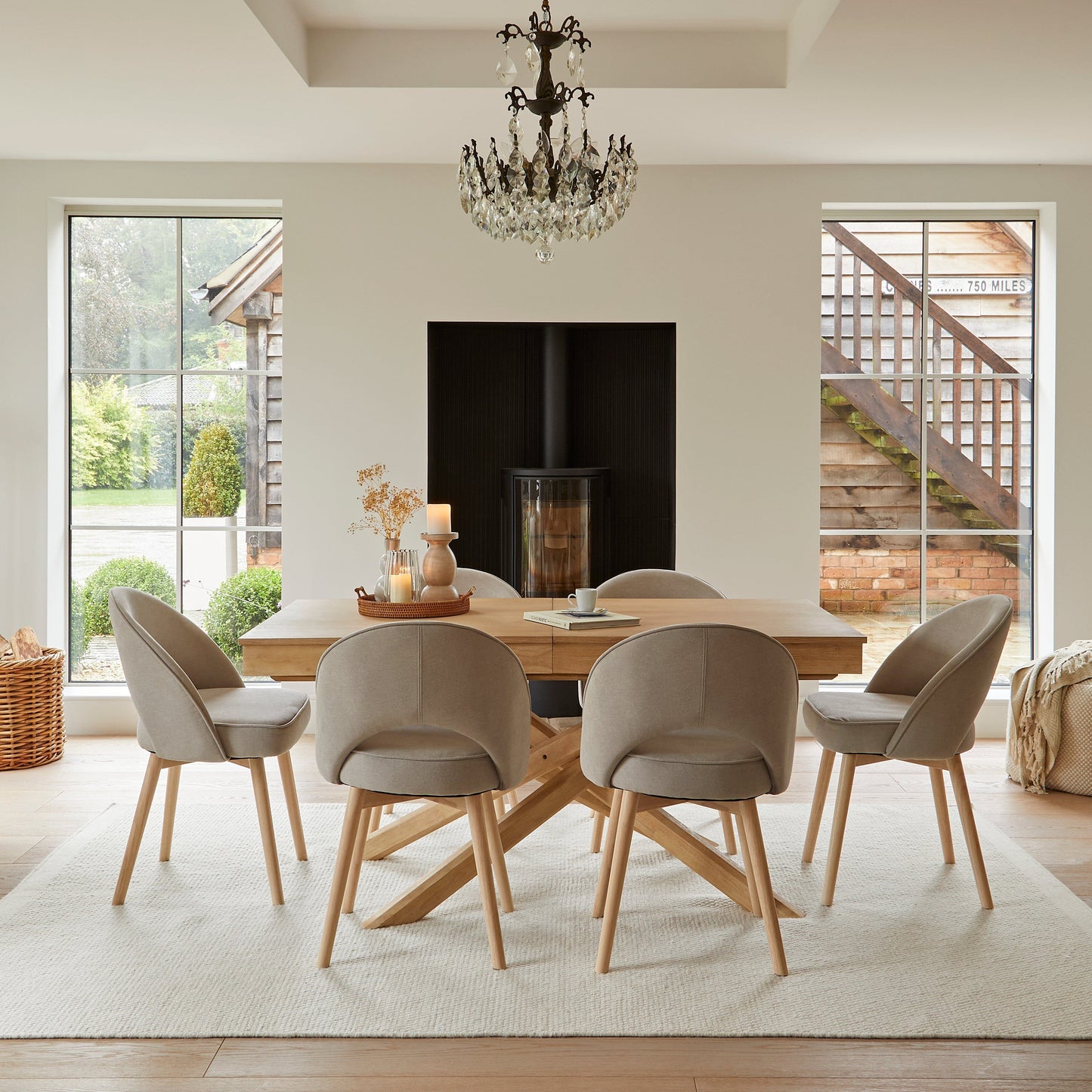 Amelia Whitewash Dining Table Set - 6 Seater - Marilyn Soft Beige Dining Chairs - Whitewash Legs
- Laura James