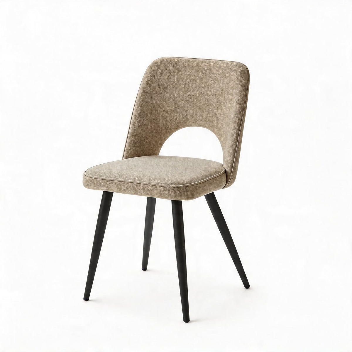 Atlas 160cm Chalked Mango Wood Dining Table Set - 6 Seater - Dolly Dining Chairs - Mink Taupe with Black Legs - Laura James
