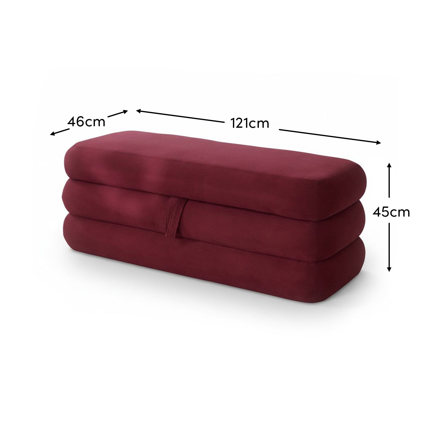 Fleur Storage Ottoman - Burgundy Red - Laura James