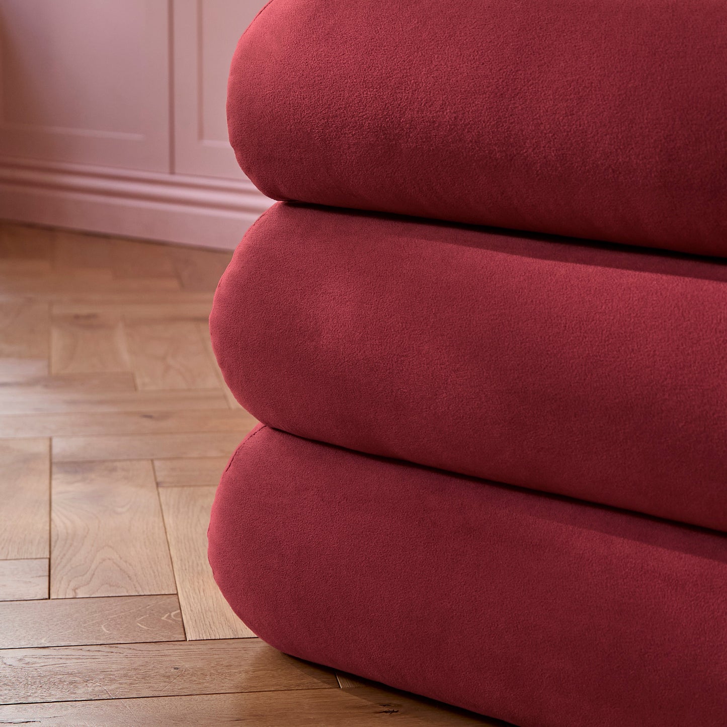 Fleur Storage Ottoman - Burgundy Red - Laura James