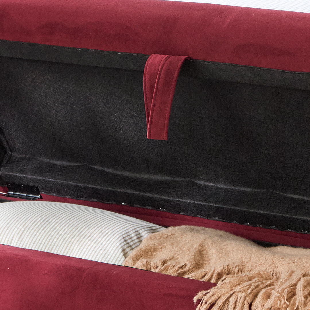 Fleur Large Storage Ottoman - Burgundy Red - Laura James