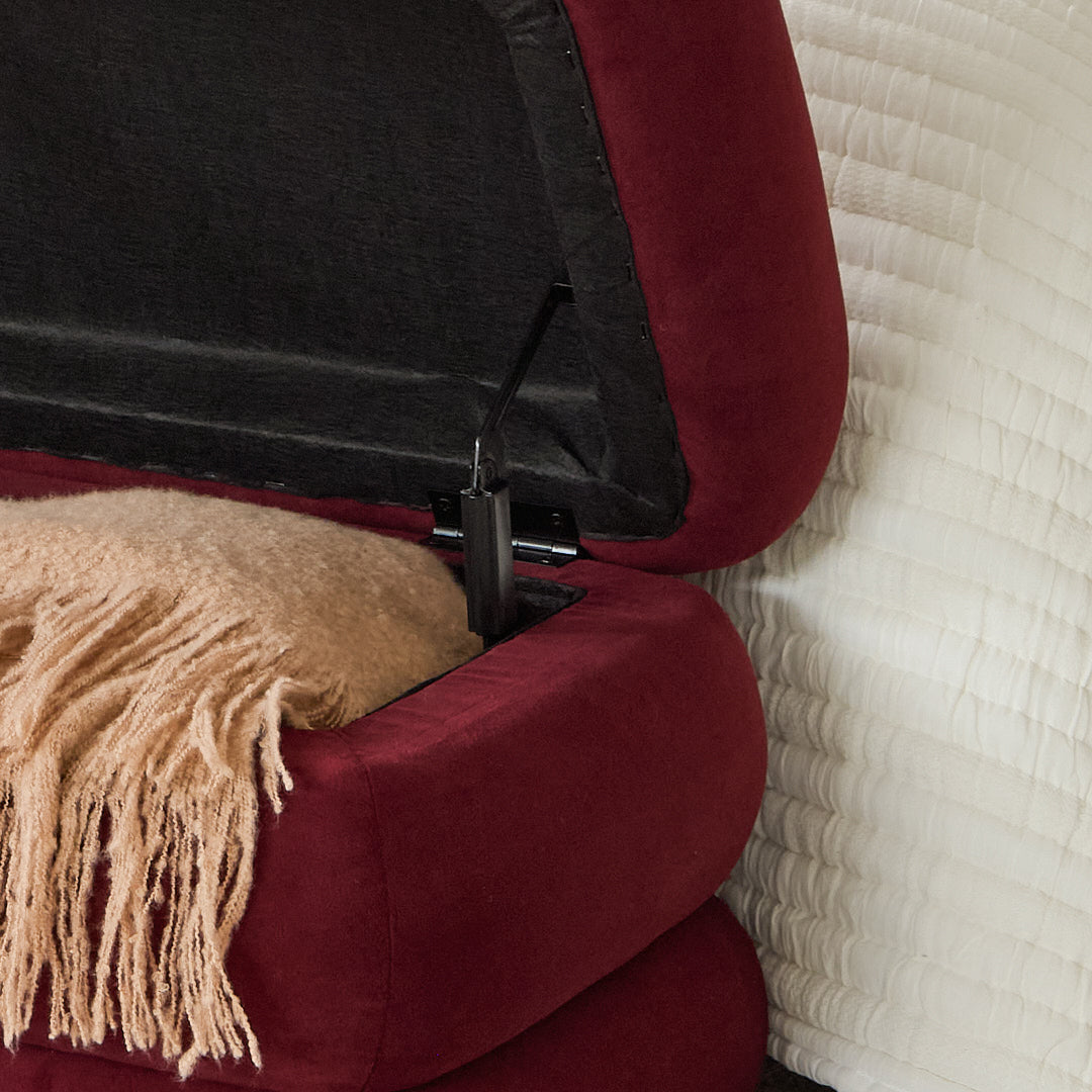 Fleur Large Storage Ottoman - Burgundy Red - Laura James