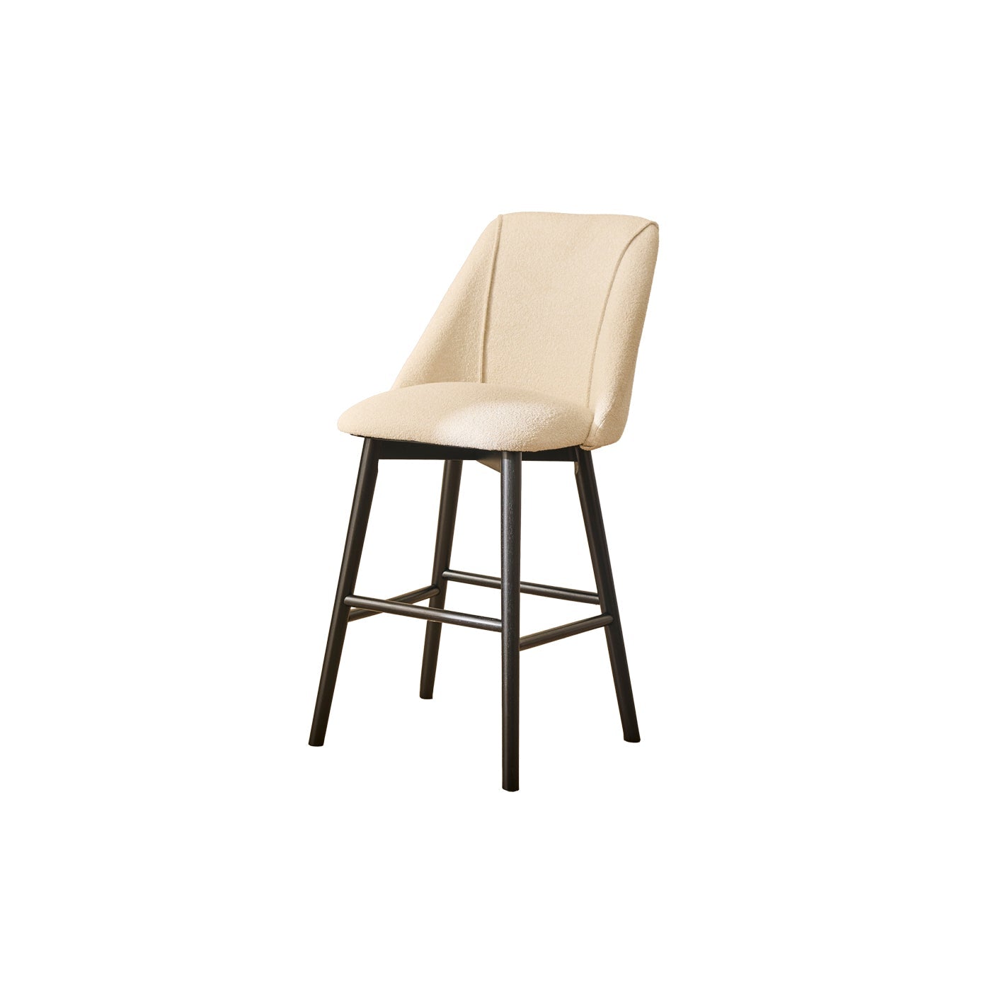 Freya Bar Stool - Light Beige Boucle - Black Legs - Laura James
