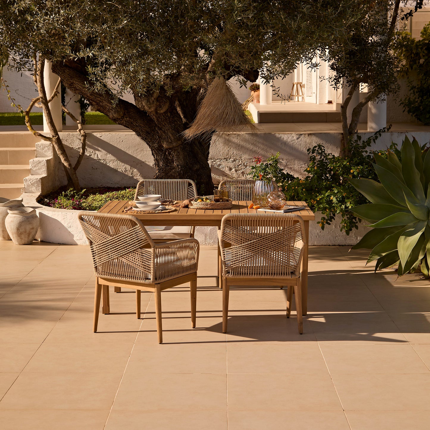 Harlyn 4 Seater Wooden Garden Dining Set with Killian Chairs - 160cm - Laura James