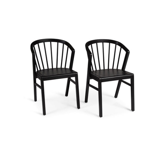 Wooden Spindle Dining Chairs Set of 2 - Black