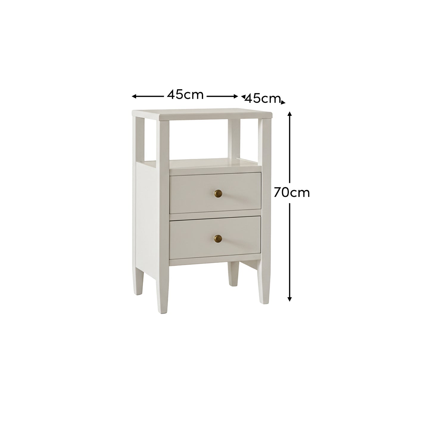 Ivy 2 Drawer Bedside Table - Ivory White - Laura James