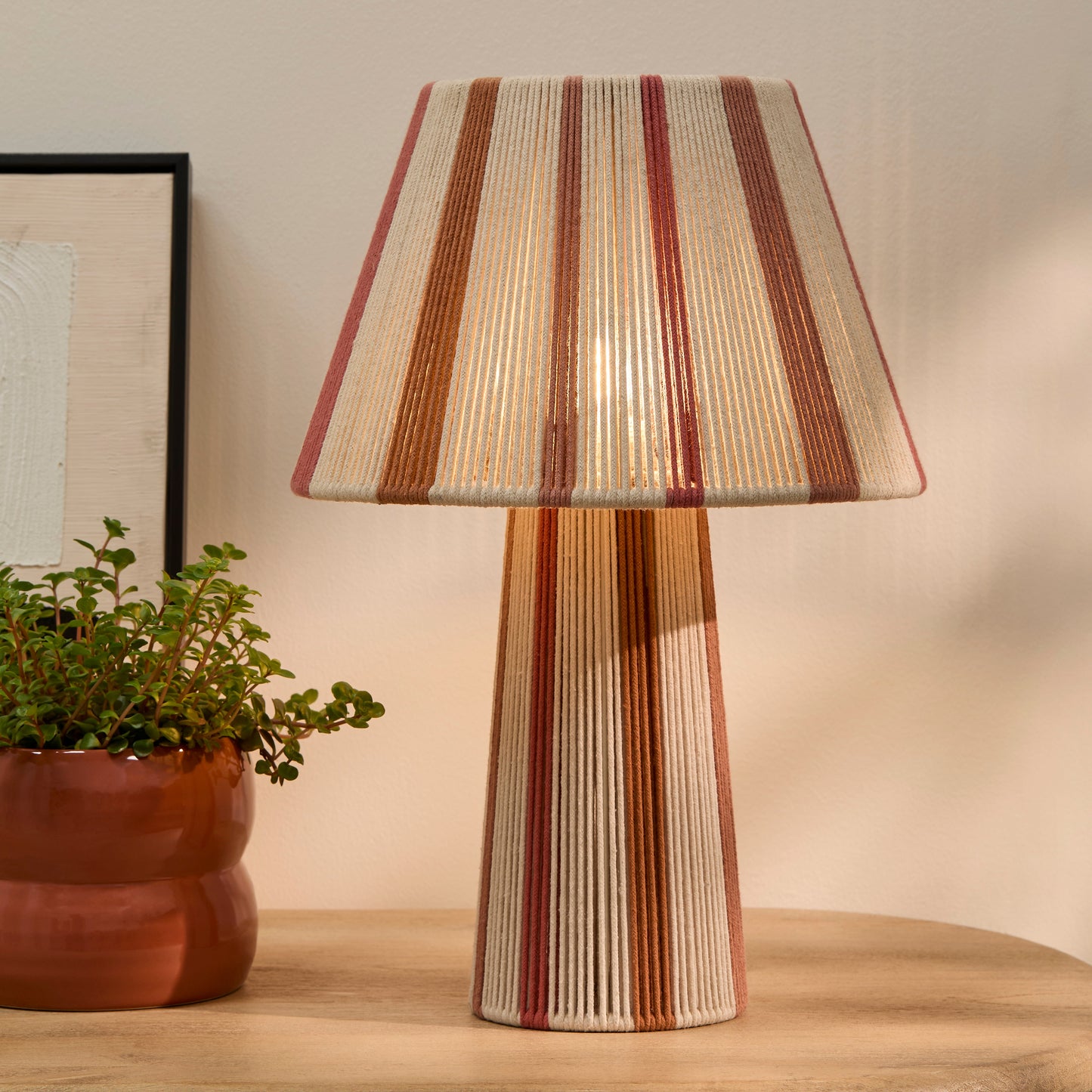 Kateli Paprika Stripe Large Table Lamp - 45cm - Laura James