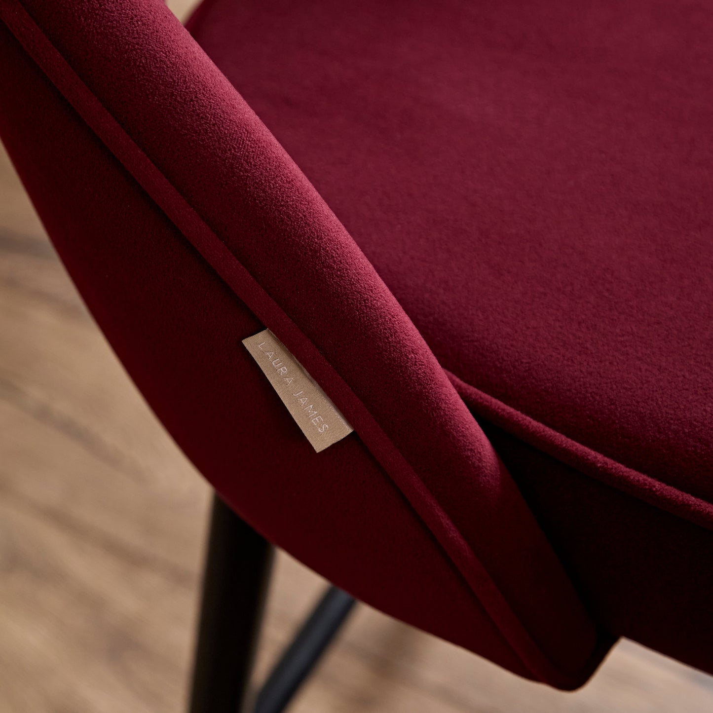 Marilyn Burgundy Red Bar Stool - Black Oak Legs - Laura James