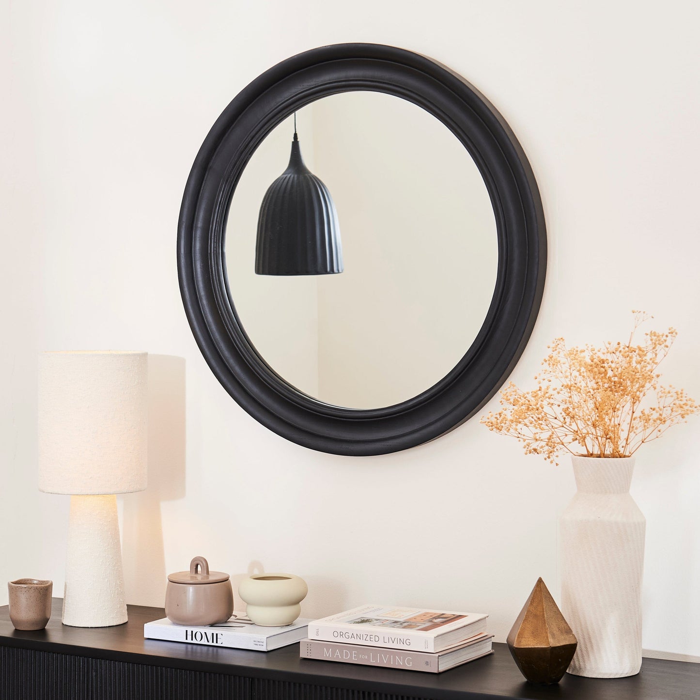 Langton 75cm Wooden Mirror - Black - Laura James