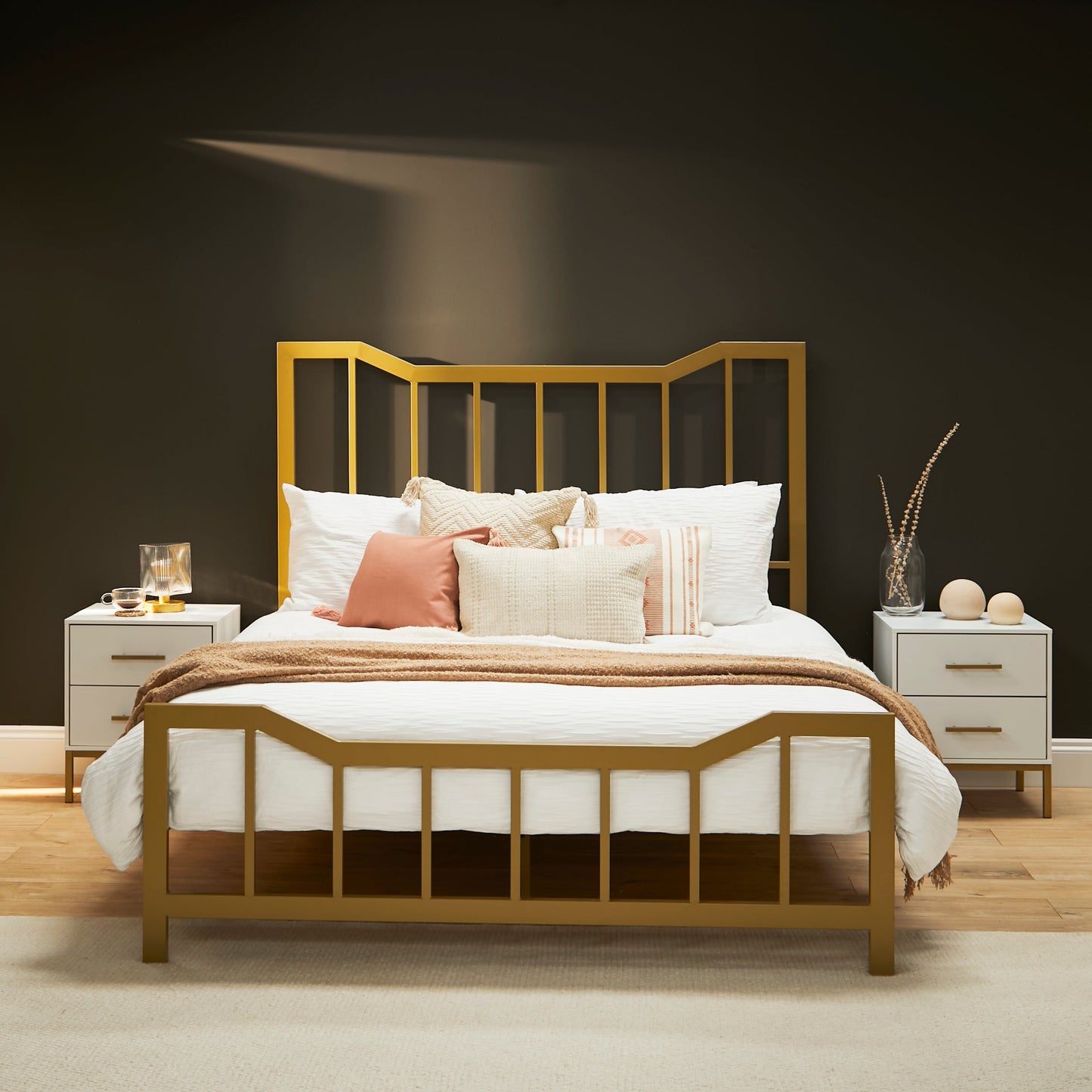 Marie King Bed and Mattress Set - Gold - Laura James
