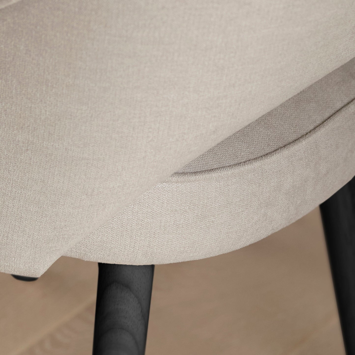 Marilyn Soft Beige Dining Chairs - Set of 2 - Black Oak Legs - Laura James