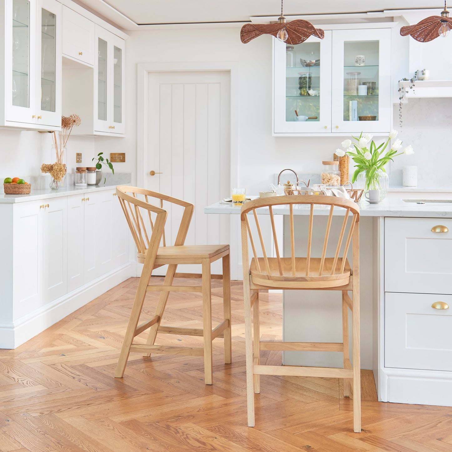 Mabel Pale Oak Bar Stools - Set of 2 - Laura James
