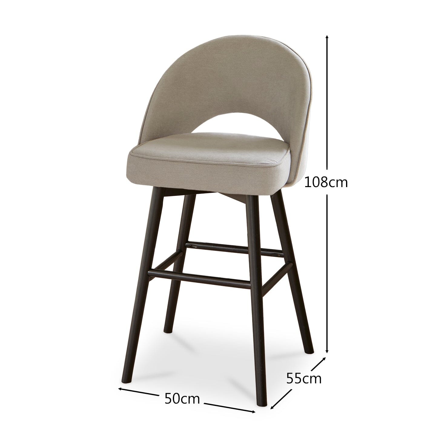 Marilyn Soft Beige Barstool with Black Oak Legs - Laura James
