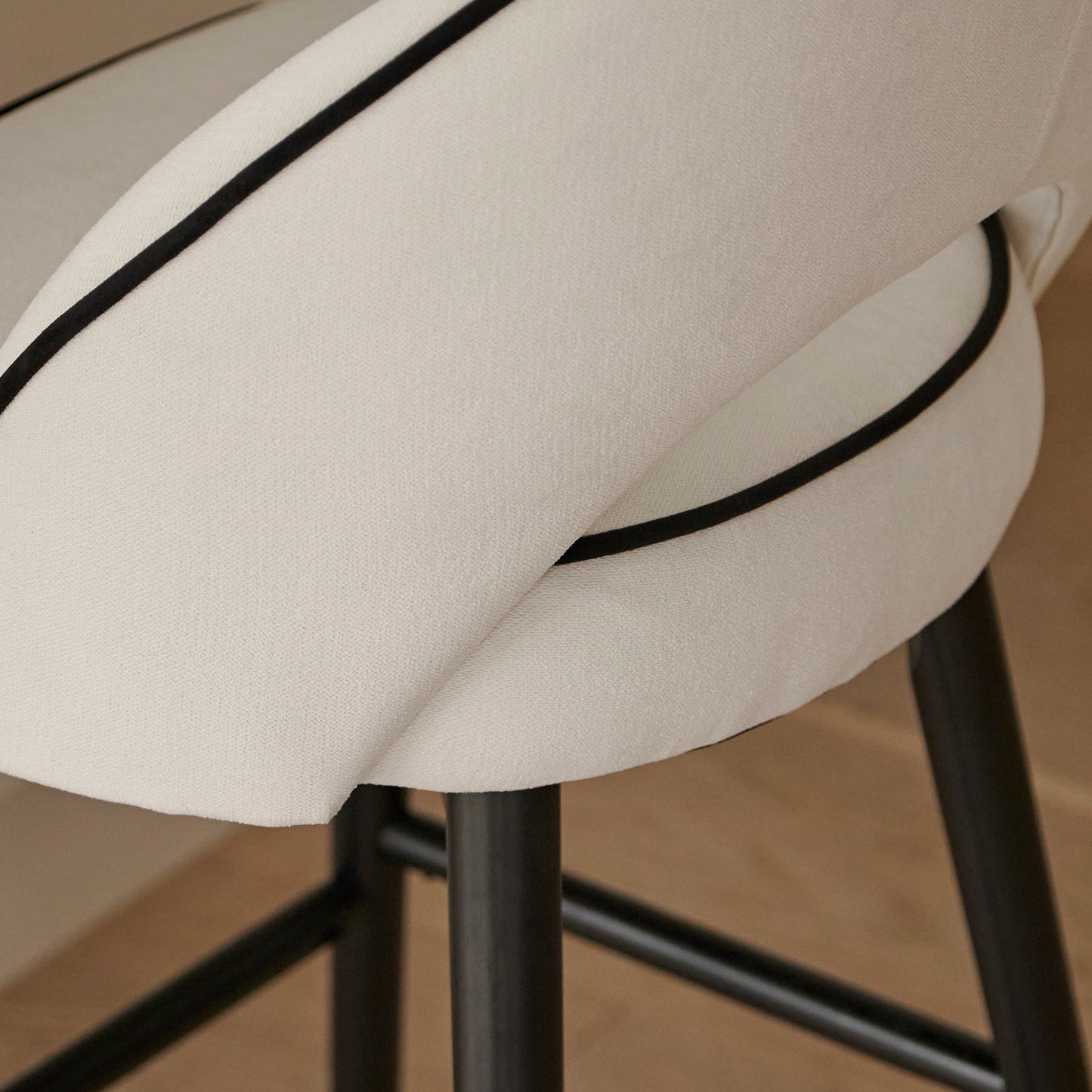 Marilyn Ivory Bar Stool - Black Oak Legs