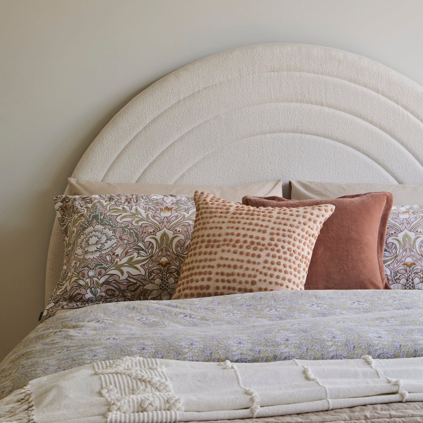 Mimi Double Ottoman Bed - Chalk White Boucle -Laura James