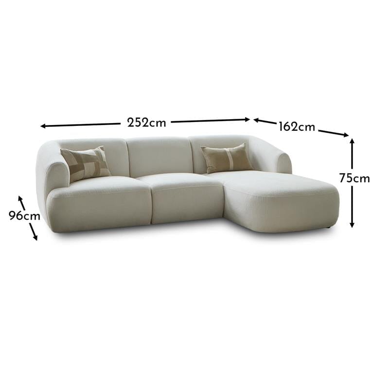 Nathalia Chaise Corner Sofa - Chalk White Boucle - Laura James