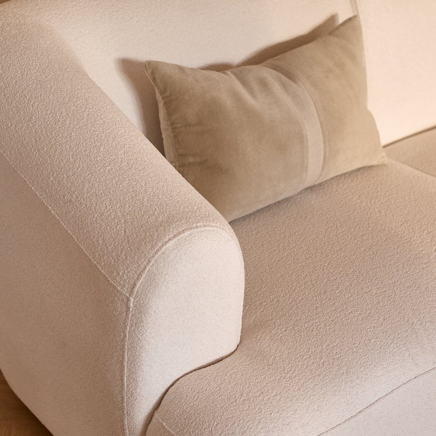 Nathalia Chaise Corner Sofa - Chalk White Boucle - Laura James