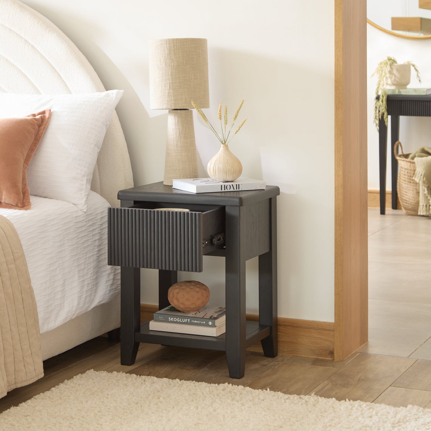 Raleigh Black Oak 1 Drawer Bedside Table