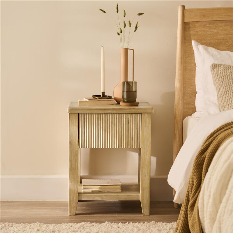 Raleigh 1 Drawer Bedside Table - Whitewash - Laura James