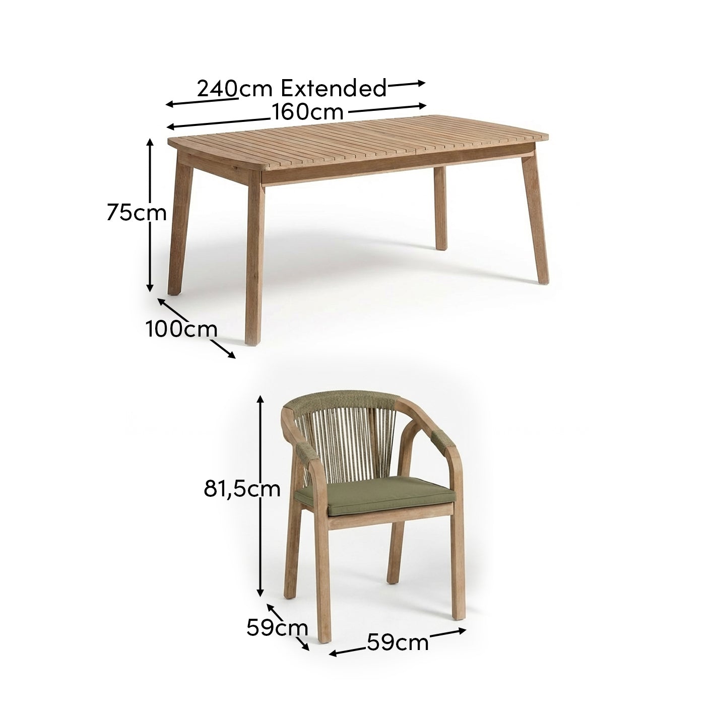 Saffron 8 Seater Extending Garden Dining Table - Brushed Light Acacia - Laura James