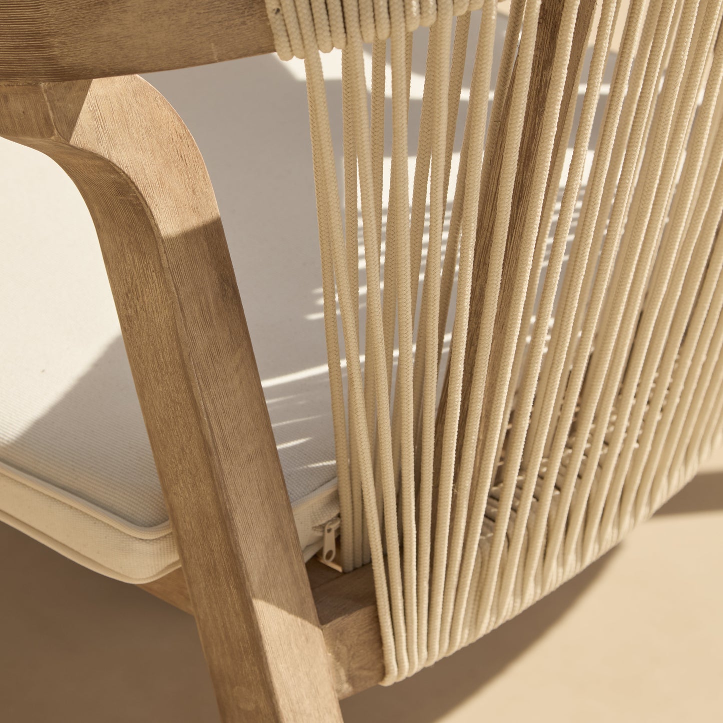 Saffron 6 Seater Extending Wooden Garden Dining Set with Shiro Beige Rope Chairs - Laura James