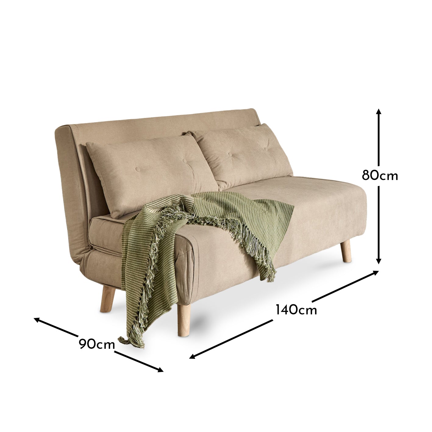 Una 2 Seater Double Sofa Bed - Soft Beige - Laura James